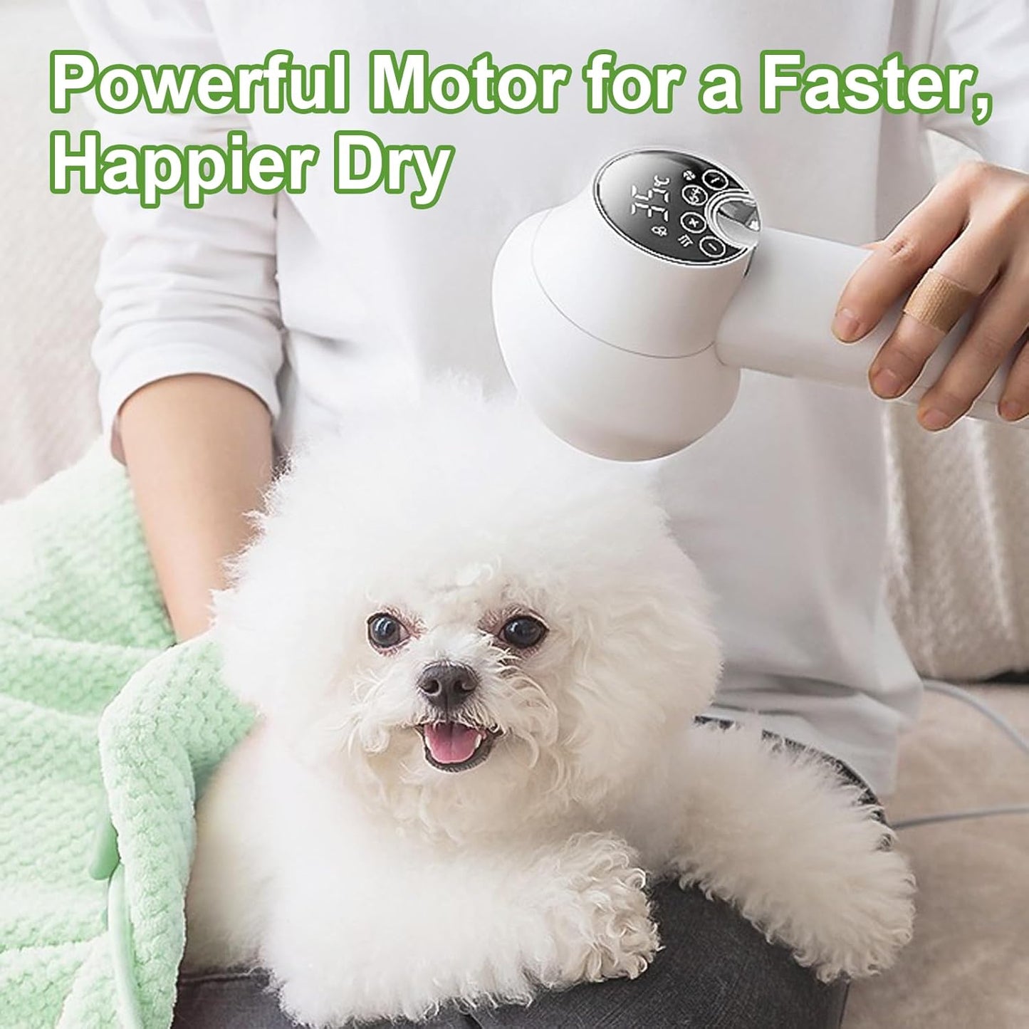 3-in-1 Dog Hair Dryer Brush - Adjustable Temp (35°C-60°C) & 4 Speeds, One-Touch Hair Collection for Safe Grooming
