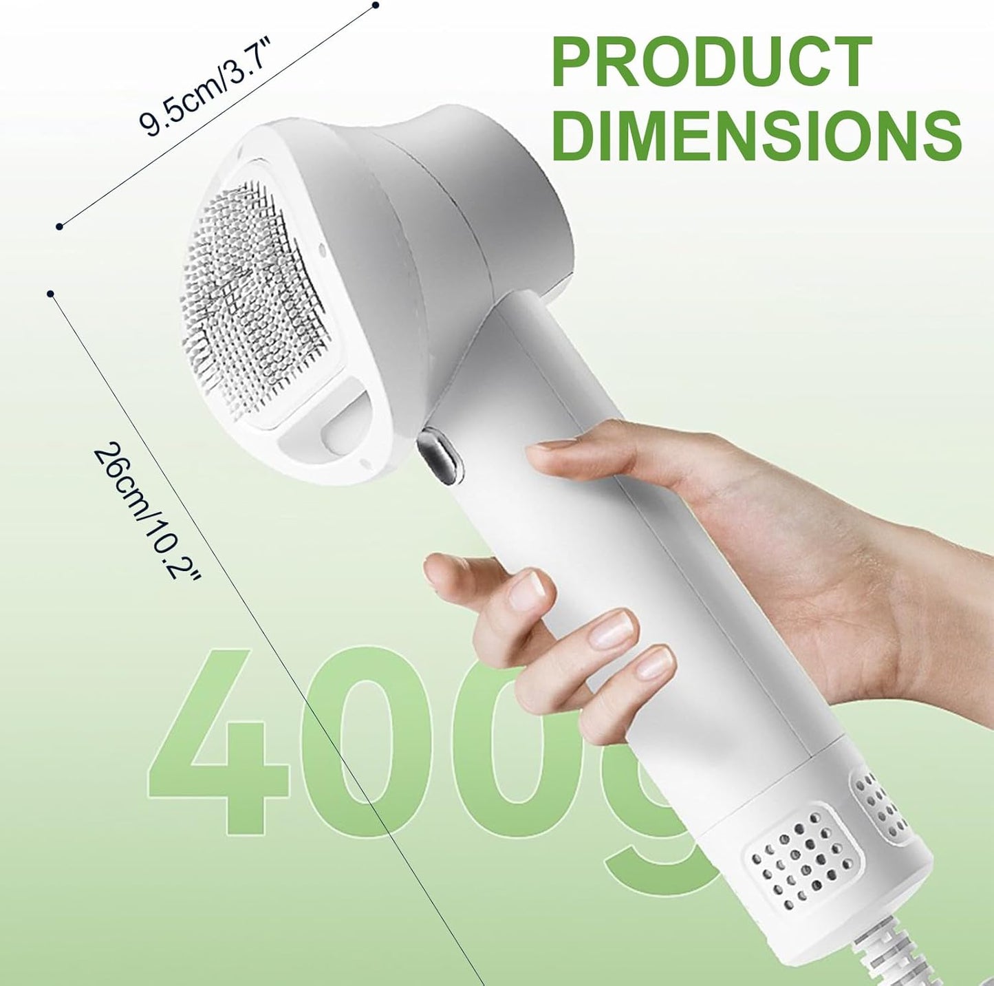 3-in-1 Dog Hair Dryer Brush - Adjustable Temp (35°C-60°C) & 4 Speeds, One-Touch Hair Collection for Safe Grooming