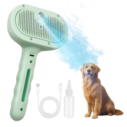 Dog Steam Brush 3 in 1 Cat Brushes with Steam, Release Button Grooming Brush