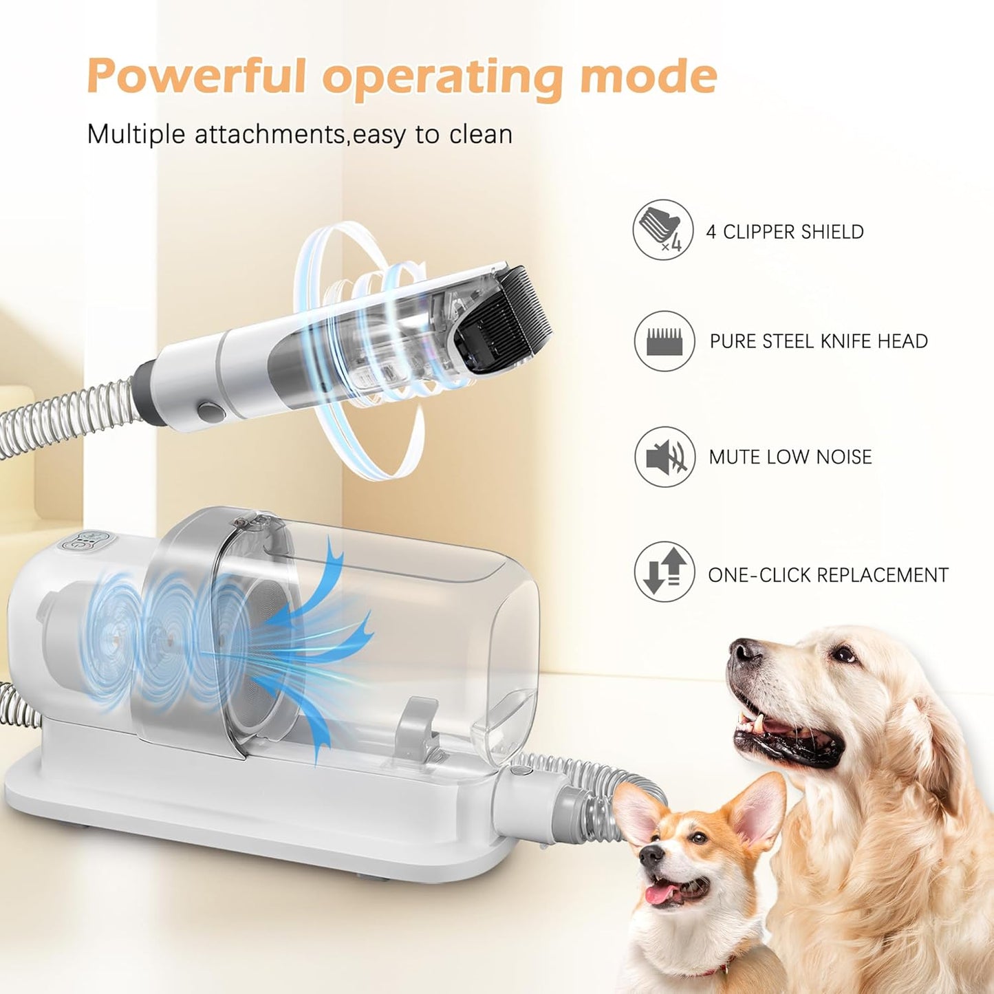 Dog Grooming Vacuum, Pet Grooming Vacuum Kit 2.3L Suction 99% Pet Hair with 5 Tools