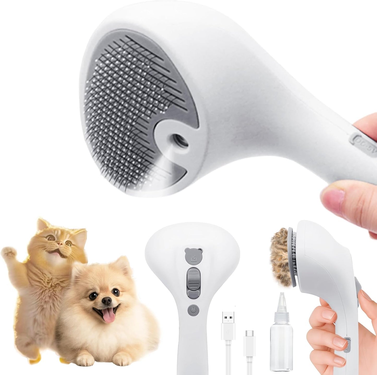 Pet Spray Grooming Brush Cat Brushes Cat Hair Removal Products Cat Shedding Tools Self Cleaning Ergonomic Grip
