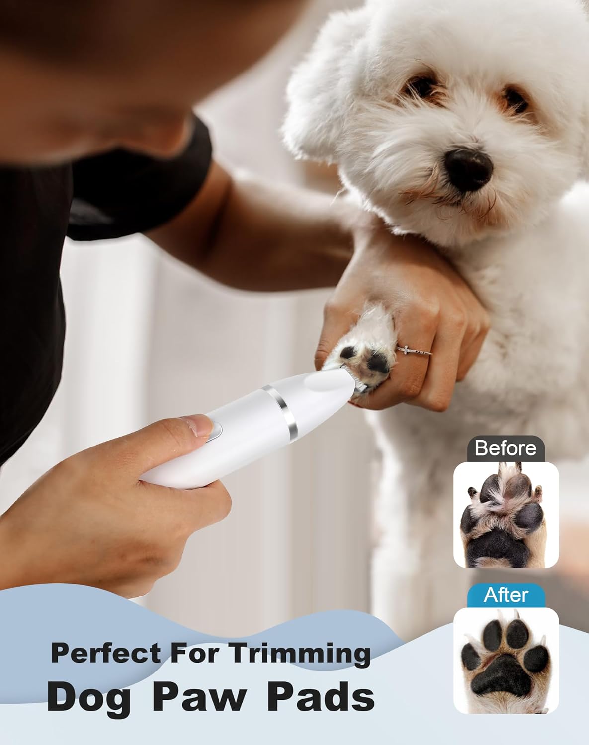 3 in 1 Small Dog Grooming Kit, 2 Speed Rechargeable Dog Hair Clippers with Guards, Low Noise Electric Dog Paw Trimmer & Nail Grinder