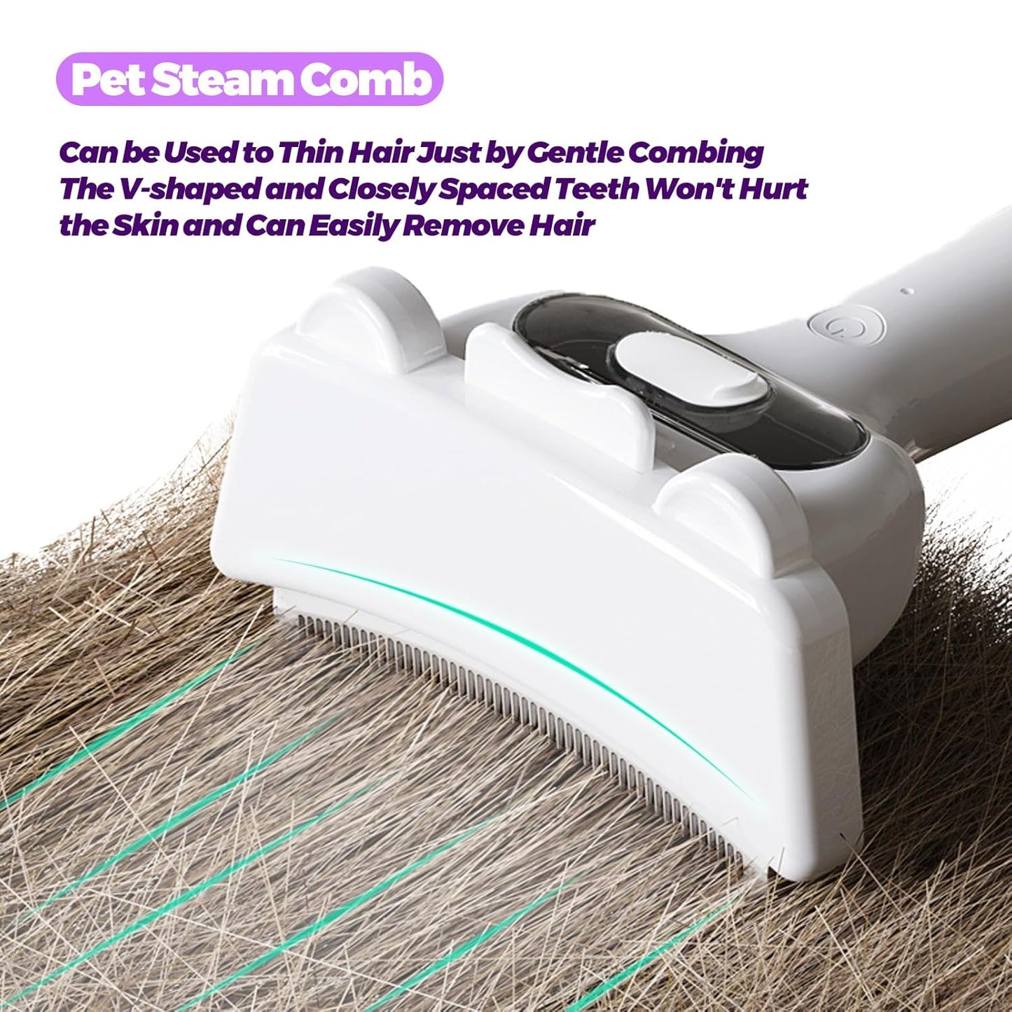 3 in-1 Cat & Dog Steam Comb for Long Short Hair for Any Size Cat & Dog Hair Removal & Shedding, Two Spray Mode with USB