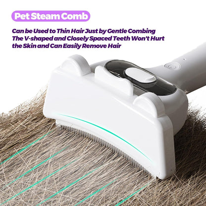 3 in-1 Cat & Dog Steam Comb for Long Short Hair for Any Size Cat & Dog Hair Removal & Shedding, Two Spray Mode with USB